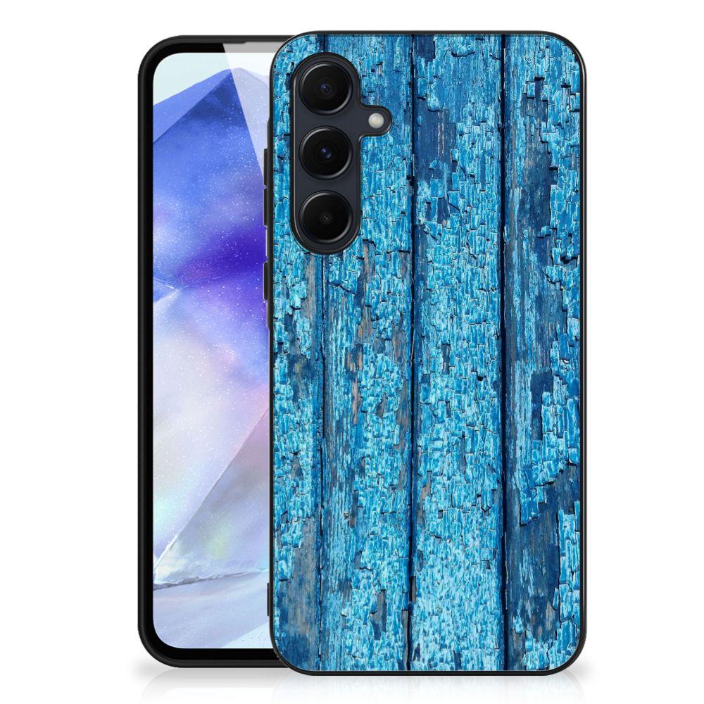 Samsung Galaxy A55 Houten Print Telefoonhoesje Wood Blue