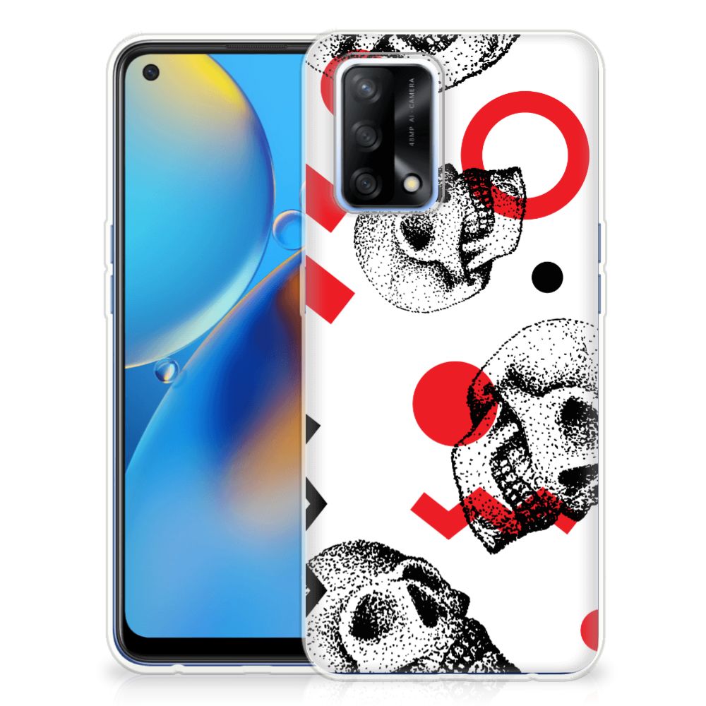 Silicone Back Case OPPO A74 4G Skull Red