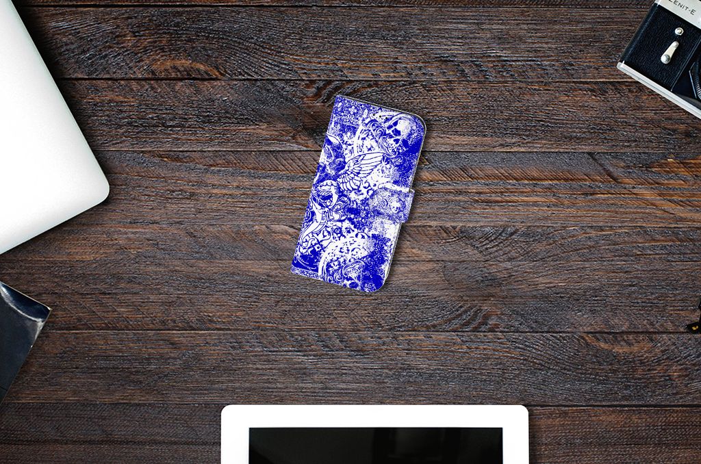 Telefoonhoesje met Naam Apple iPhone 13 Angel Skull Blauw