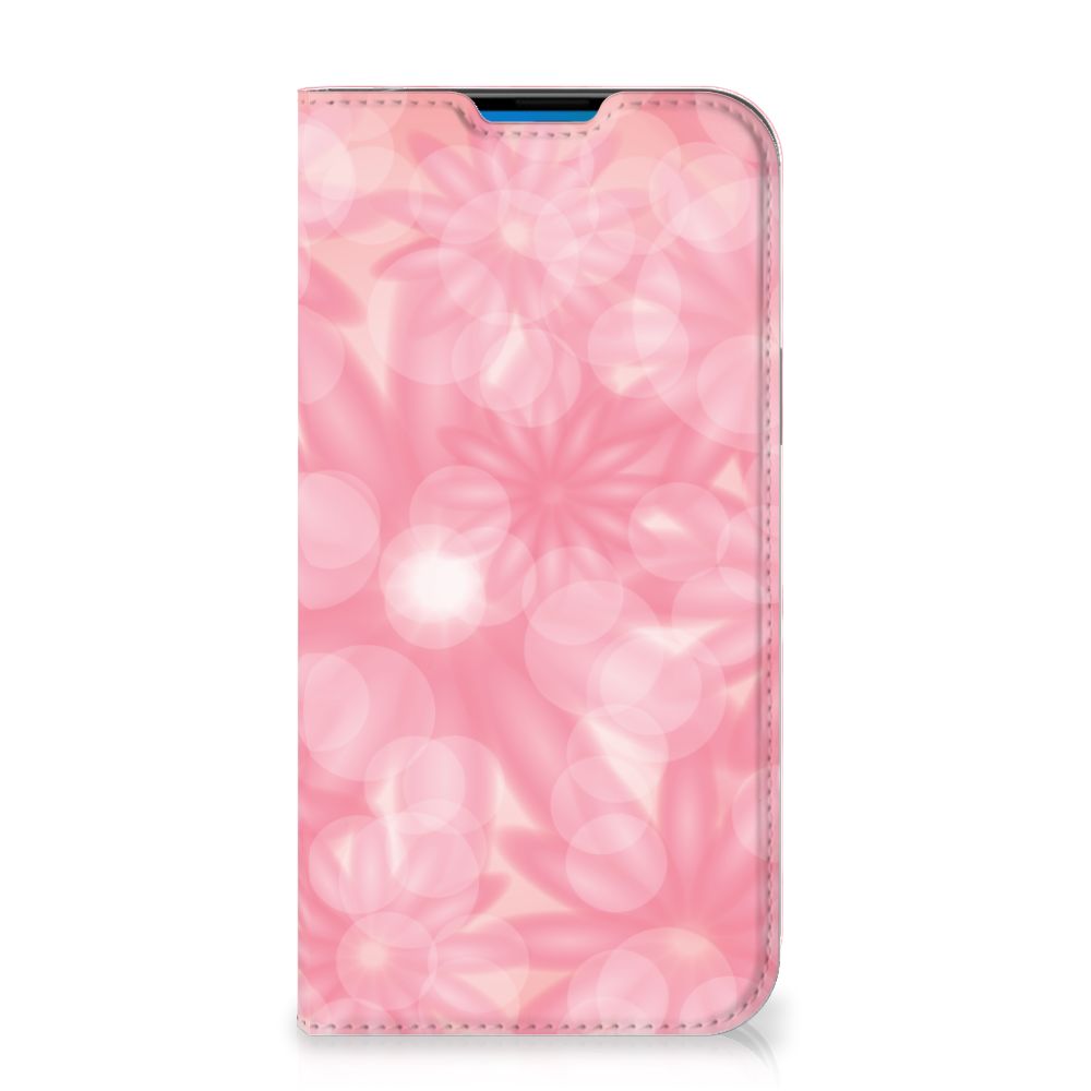 iPhone 14 Pro Max Smart Cover Spring Flowers met een prachtig bloemenpatroon in roze tinten.