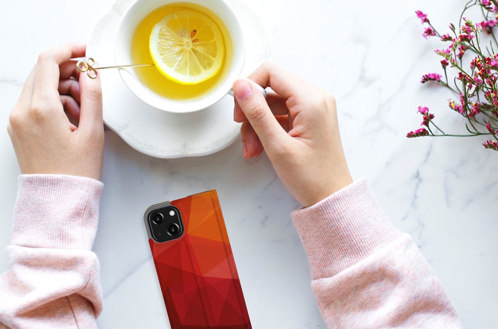 Stand Case voor iPhone 13 Mini Polygon Red - B2C Telecom