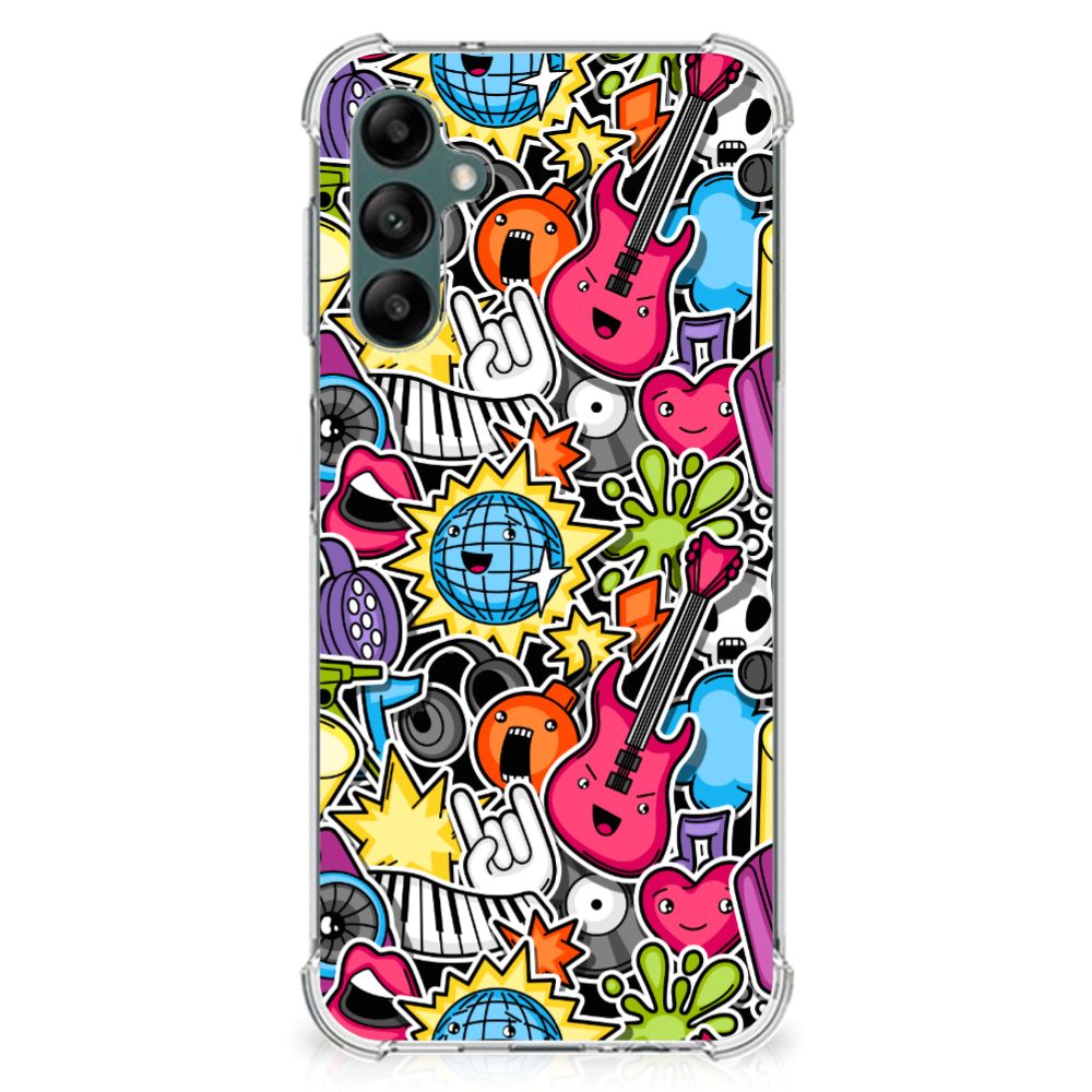 Samsung Galaxy A14 5G/4G Anti Shock Bumper Case Punk Rock design showcasing colorful graphics and musical elements.