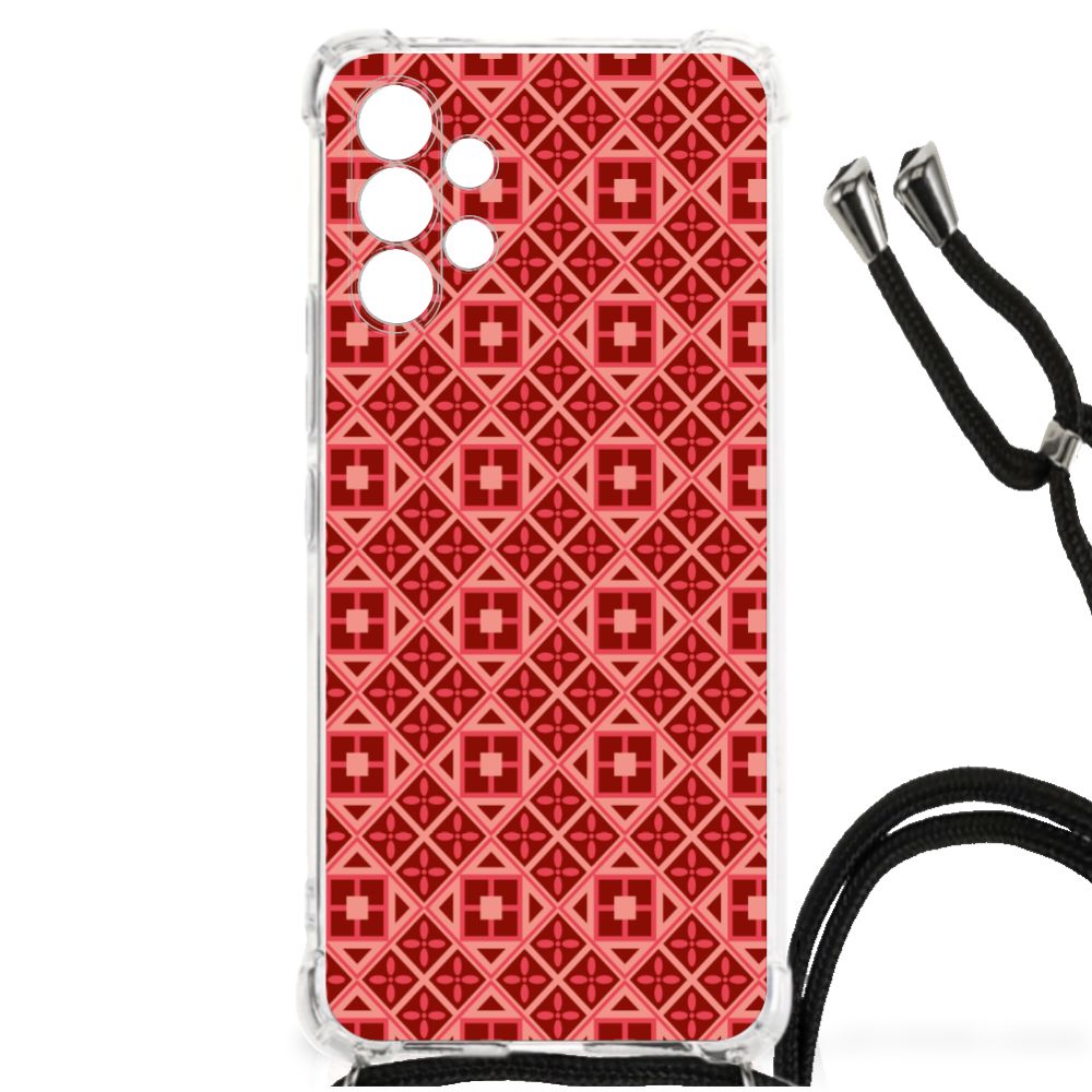 Samsung Galaxy A13 4G Doorzichtige Silicone Hoesje Batik Rood B2C Telecom