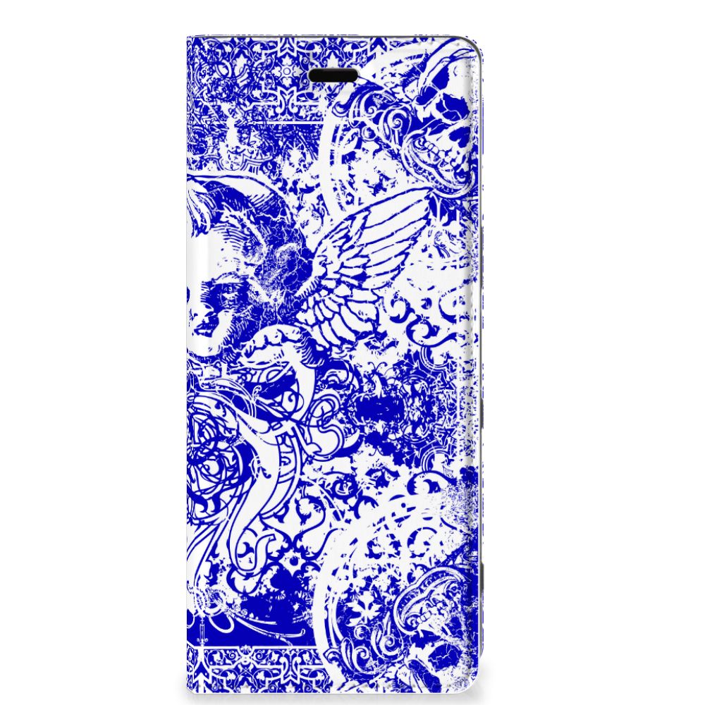 Mobiel BookCase Sony Xperia 5 Angel Skull Blauw - B2C Telecom