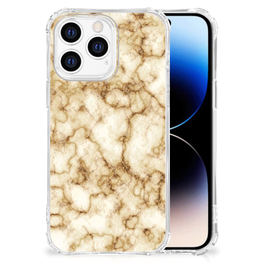 iPhone 14 Pro Anti-Shock Hoesje Marmer Goud B2C Telecom