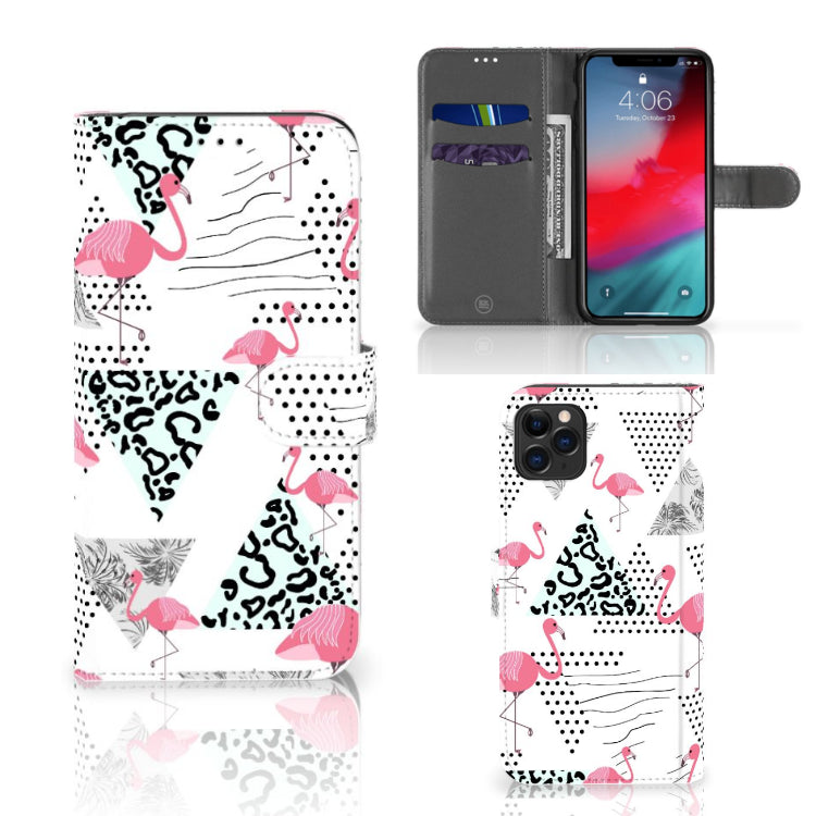 Apple iPhone 11 Pro Max Telefoonhoesje met Pasjes Flamingo Triangle