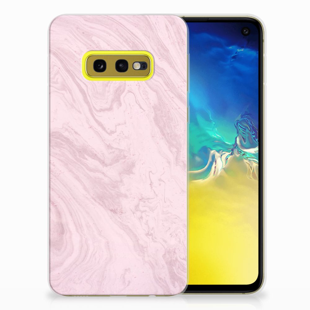 Samsung Galaxy S10e TPU Siliconen Hoesje Marble Pink design roze marmer aanzicht