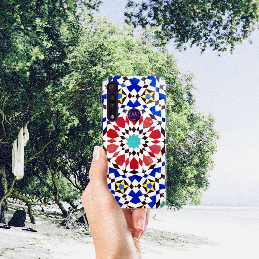 Motorola One Macro TPU Siliconen Hoesje Mozaïek B2C Telecom