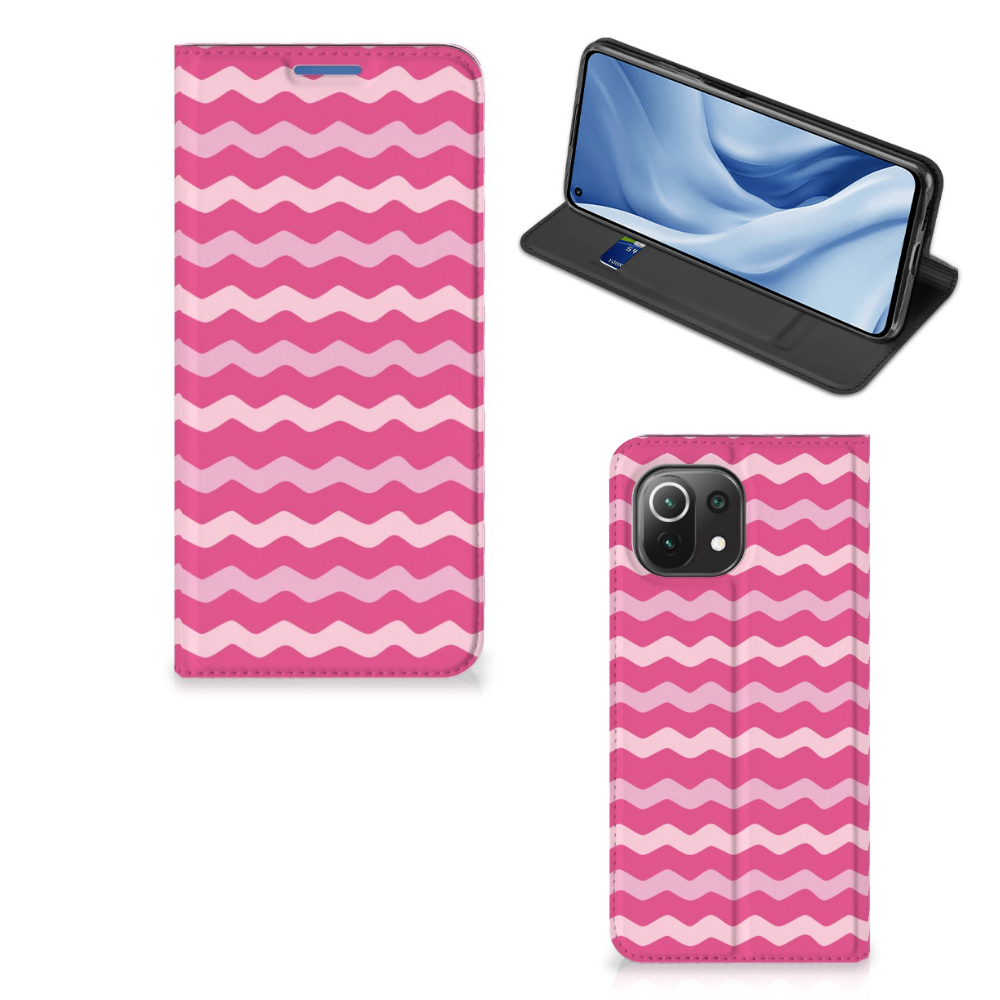 Xiaomi 11 Lite NE 5G | Mi 11 Lite Hoesje met Magneet Waves Pink - B2C Telecom