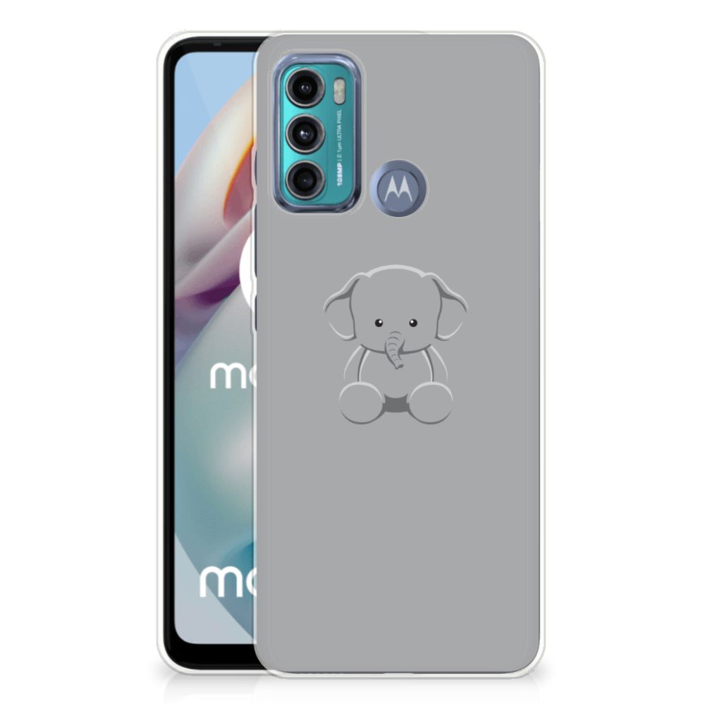 Motorola Moto G60 Telefoonhoesje met Naam Grijs Baby Olifant
