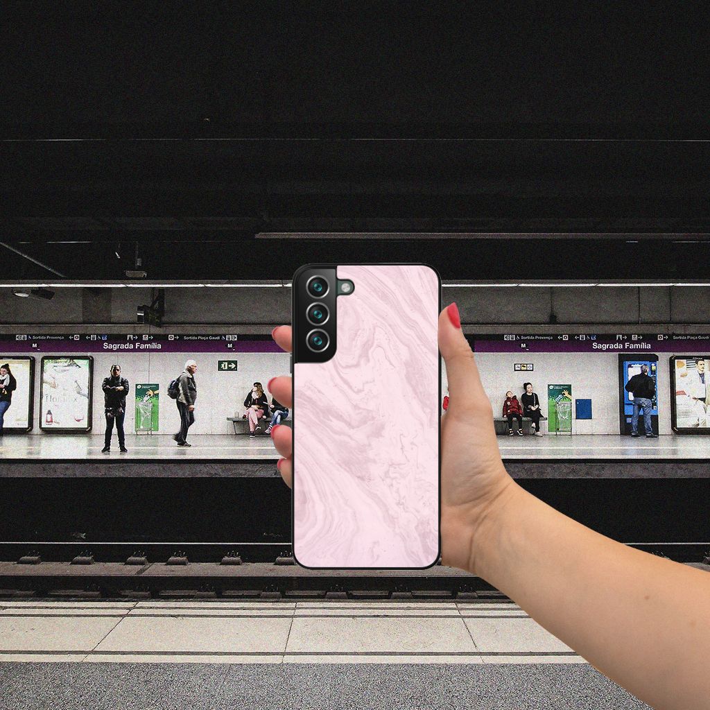 Samsung Galaxy S22 Plus Marmeren Print Telefoonhoesje Marble Pink - Origineel Cadeau Vriendin B2C Telecom