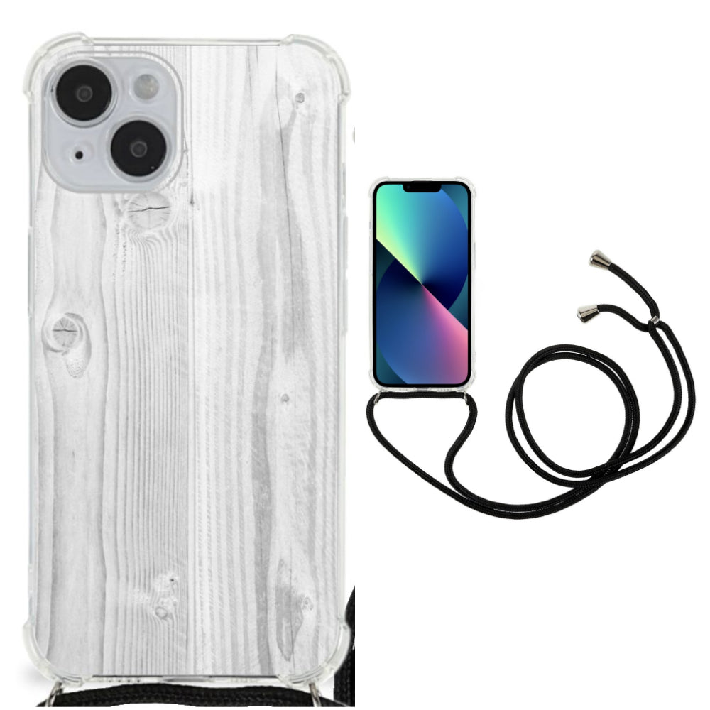 iPhone 14 Stevig Telefoonhoesje White Wood