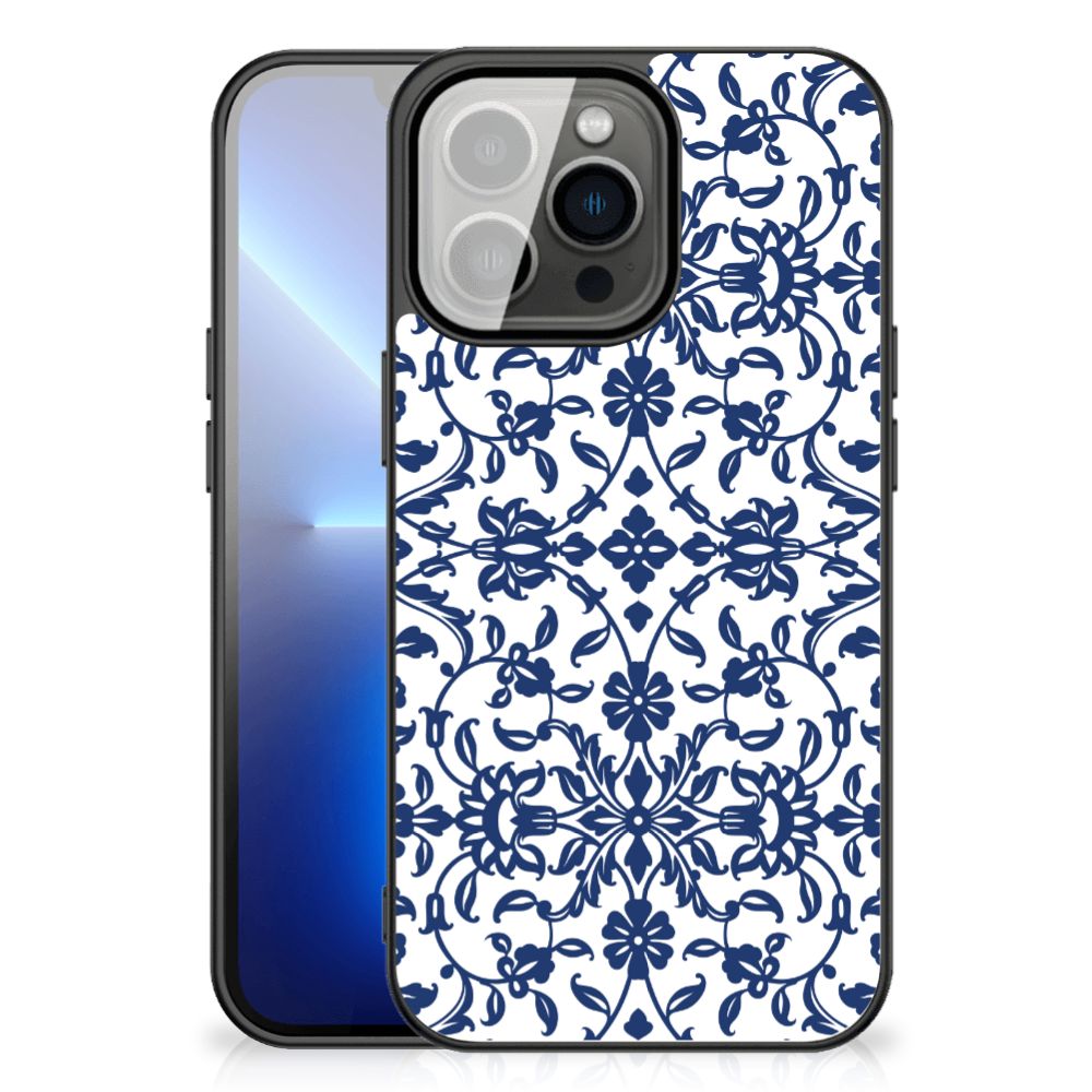 iPhone 13 Pro Max Bloemen Hoesje Flower Blue