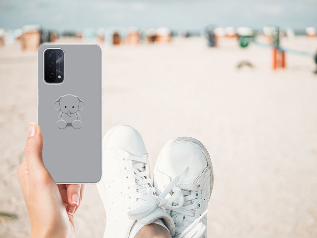 OPPO A93 5G Telefoonhoesje met Naam Grijs Baby Olifant B2C Telecom