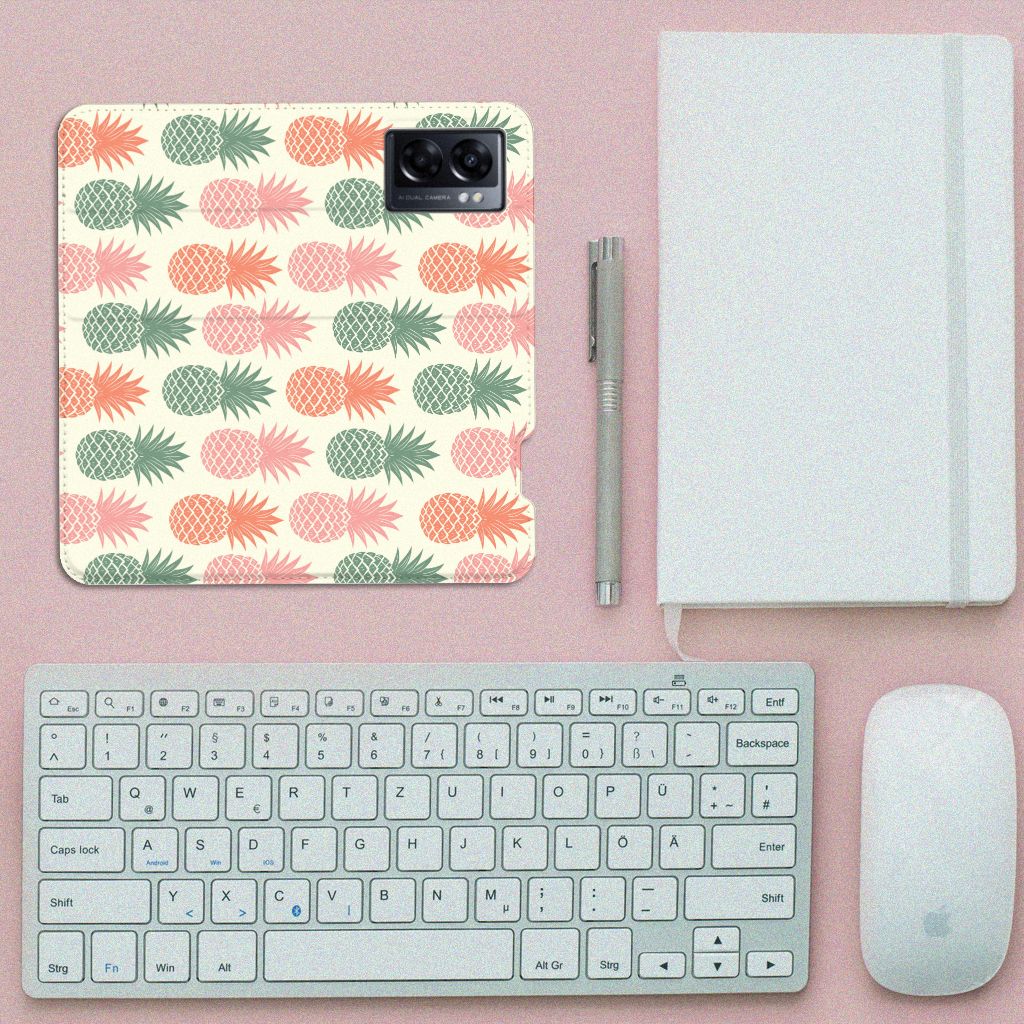 OPPO A77 5G | A57 5G Flip Style Cover Ananas - B2C Telecom