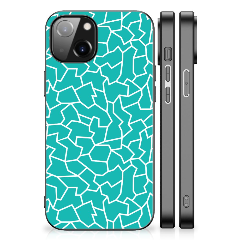 Apple iPhone 13 | iPhone 14 Leuk Telefoonhoesje Cracks Blue