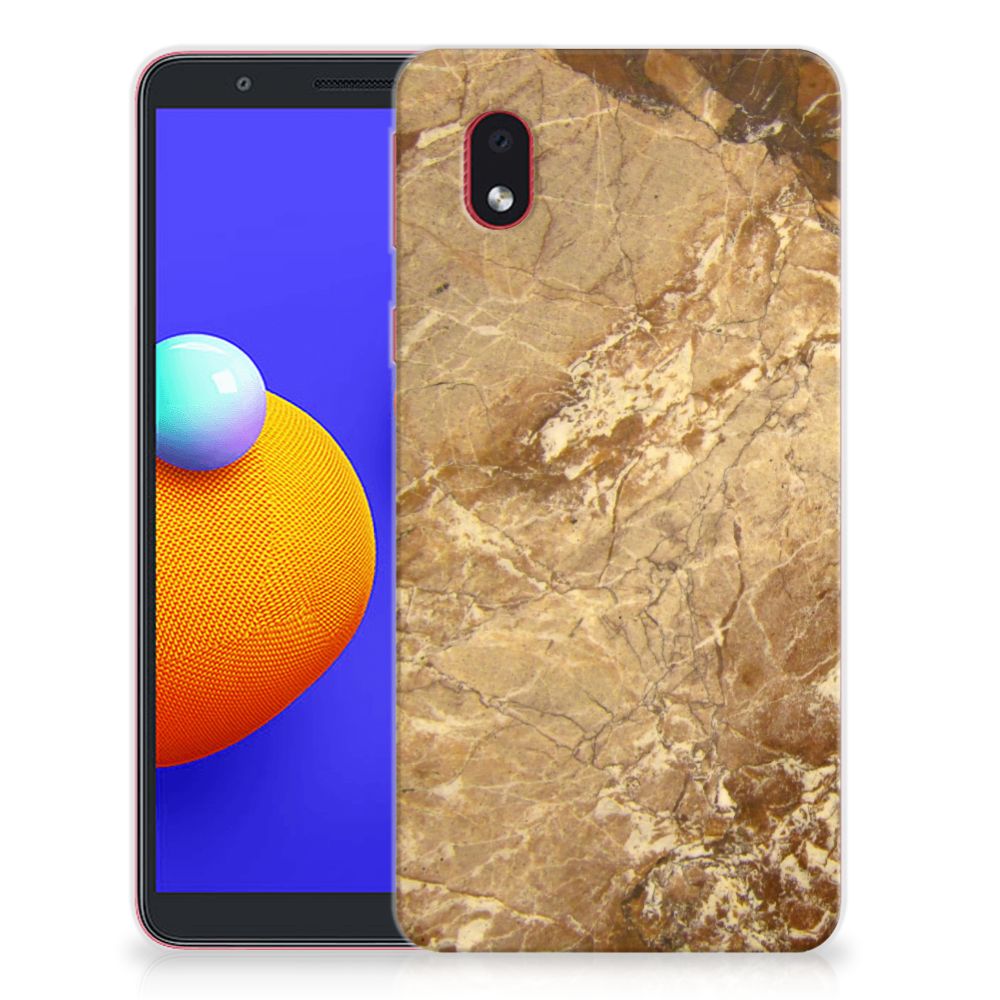 Samsung Galaxy A01 Core TPU Siliconen Hoesje Marmer Creme