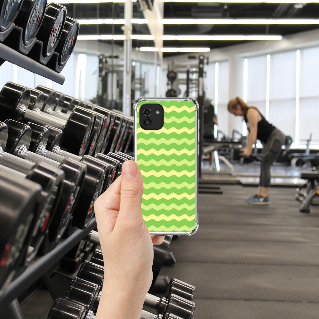 Samsung Galaxy A03 Doorzichtige Silicone Hoesje Waves Green B2C Telecom