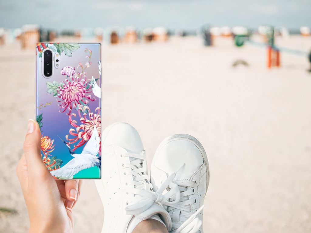 Samsung Galaxy Note 10 Plus TPU Hoesje Bird Flowers