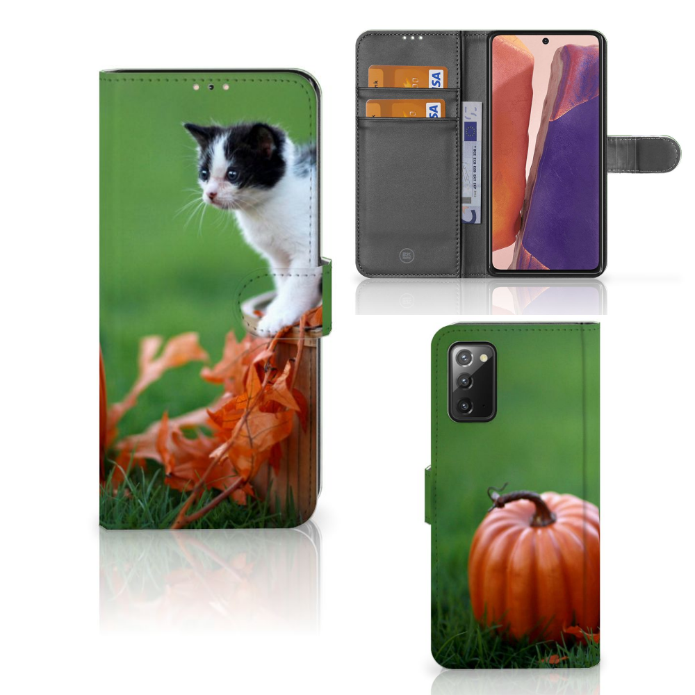 Samsung Galaxy Note 20 Telefoonhoesje met Pasjes Kitten