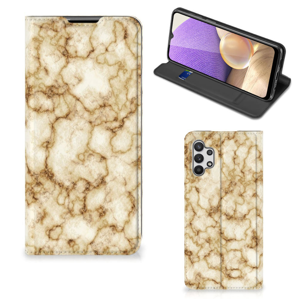 Samsung Galaxy A32 5G Standcase Marmer Goud - B2C Telecom