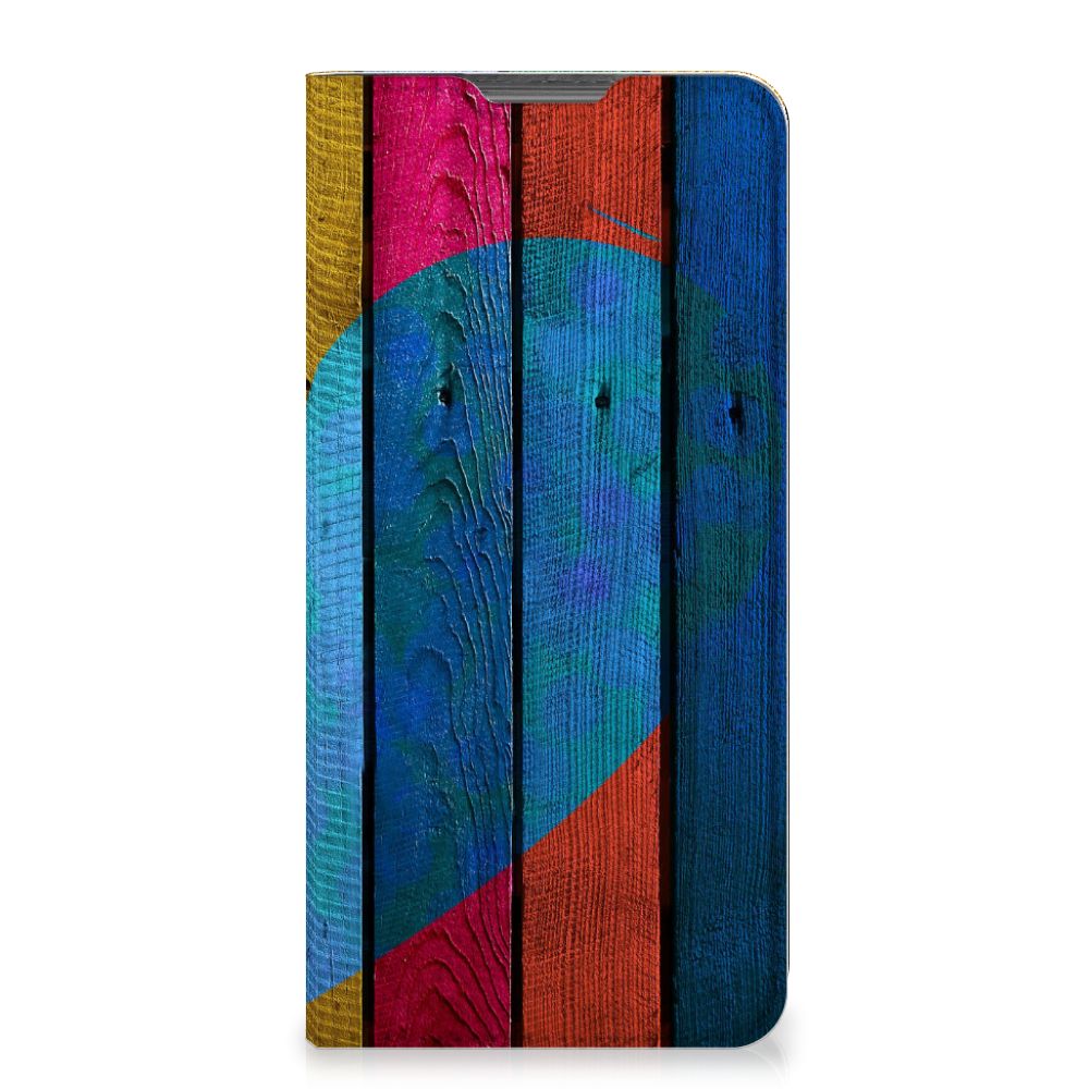 Motorola Moto G52 | Moto G82 Book Wallet Case Wood Heart - Cadeau voor je Vriend - B2C Telecom