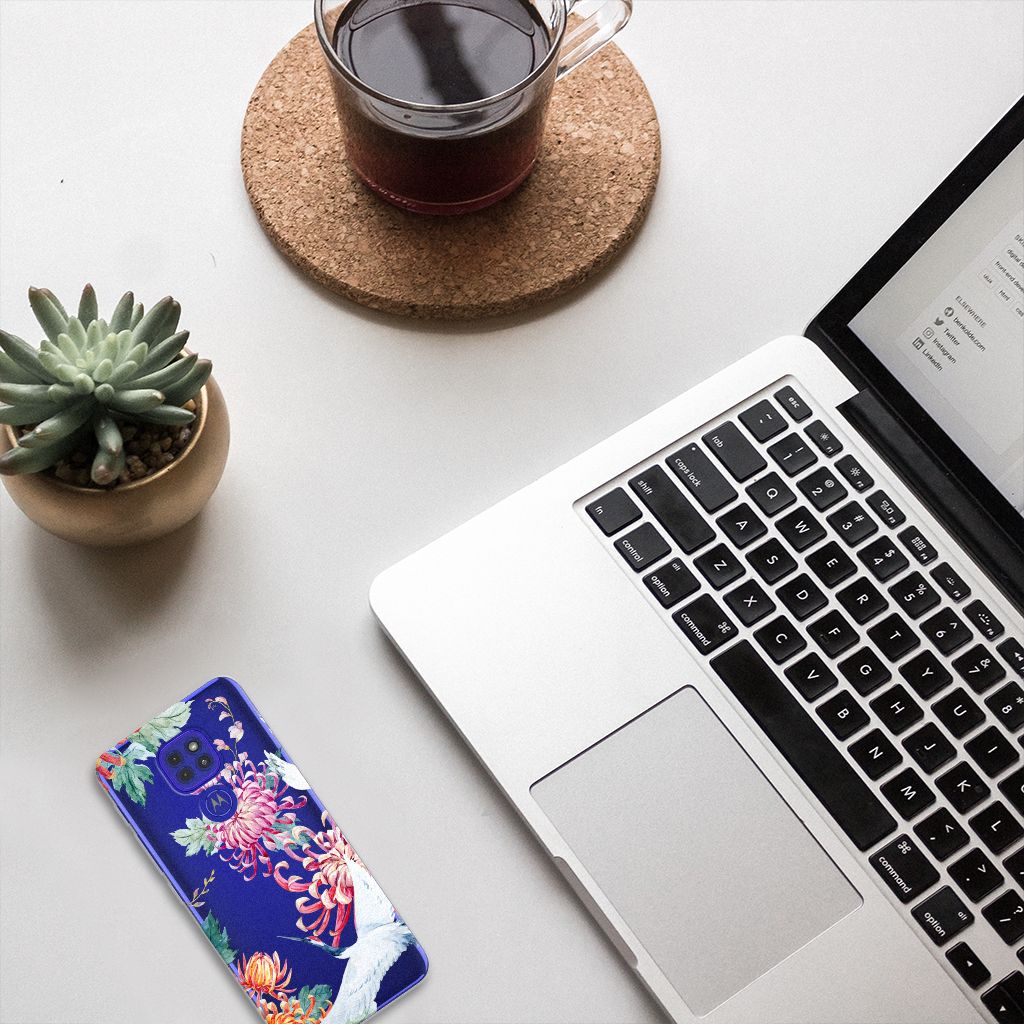 Motorola Moto G9 Play | E7 Plus TPU Hoesje Bird Flowers B2C Telecom