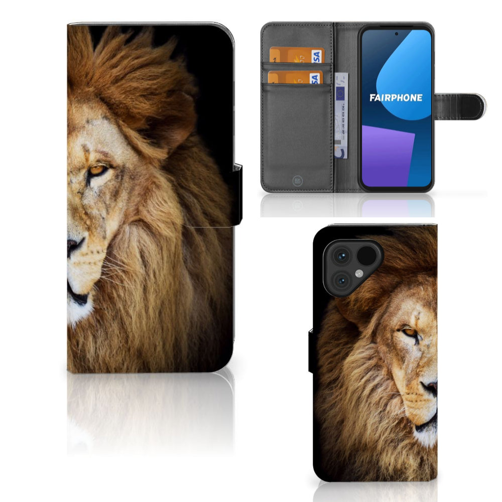 Fairphone 5 Telefoonhoesje met Pasjes Leeuw