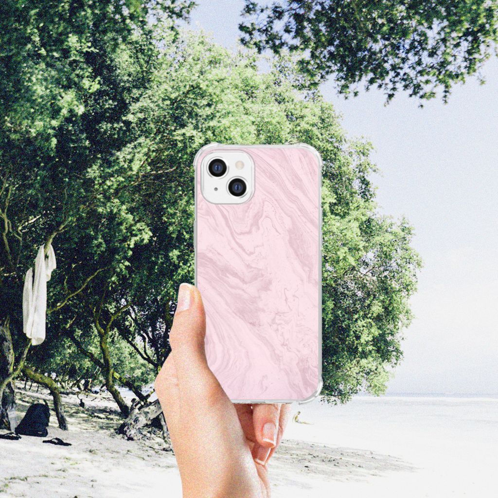 Apple iPhone 14 Plus Anti-Shock Hoesje Marble Pink - Origineel Cadeau Vriendin B2C Telecom
