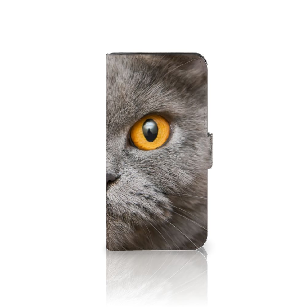 Telefoonhoesje met Pasjes Google Pixel 8A Britse Korthaar met afbeelding van een kattengezicht.