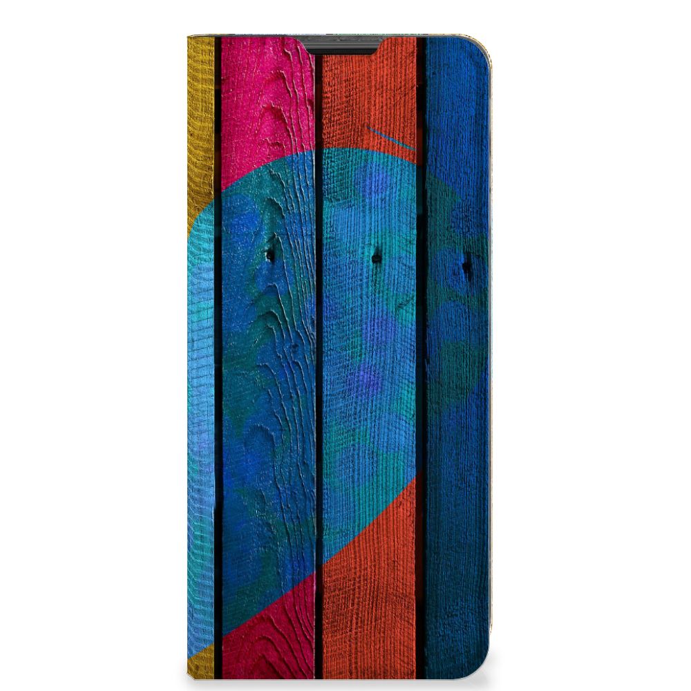 Motorola Moto G51 5G Book Wallet Case Wood Heart - Cadeau voor je Vriend - B2C Telecom