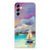 Hoesje maken Samsung Galaxy A14 5G Boat met abstract schilderij van een bootje op een meer en blauwe tinten.