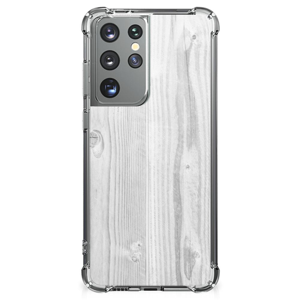 Samsung Galaxy S21 Ultra Stevig Telefoonhoesje White Wood B2C Telecom
