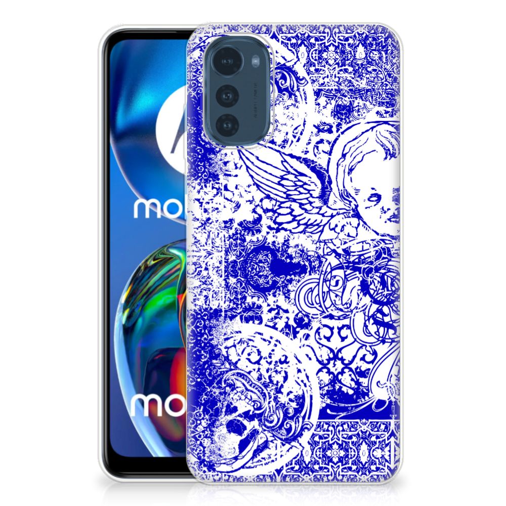 Silicone Back Case Motorola Moto E32/E32s Angel Skull Blauw B2C Telecom