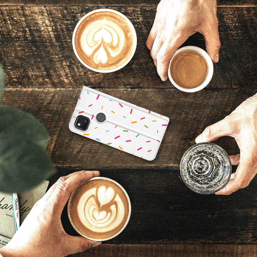 Google Pixel 4a Flip Style Cover Donut Roze - B2C Telecom