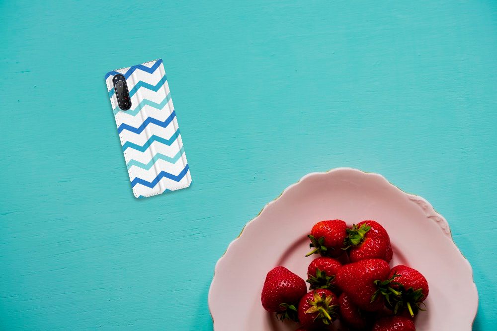 Sony Xperia 5 II Hoesje met Magneet Zigzag Blauw - B2C Telecom