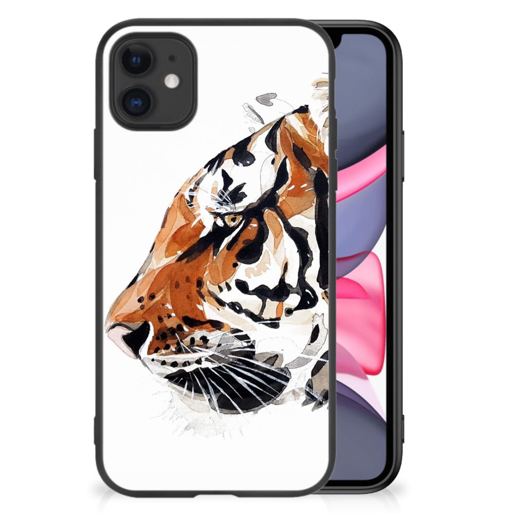 Kleurrijke Telefoonhoesje iPhone 11 Watercolor Tiger met een prachtige watercolor illustratie van een tijger.