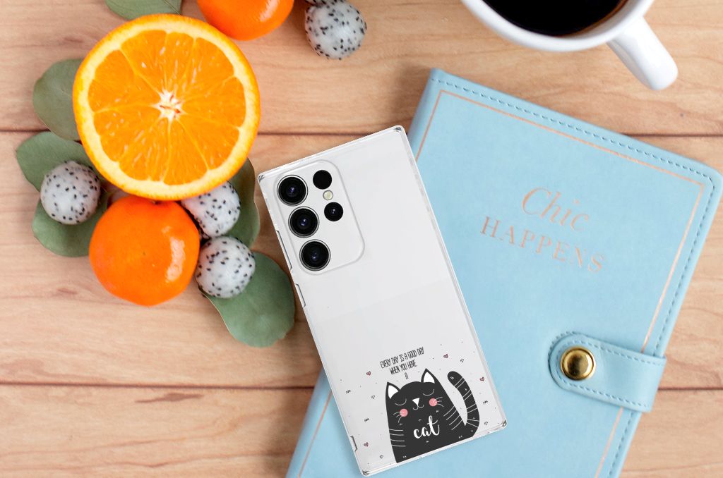 Samsung Galaxy S23 Ultra Telefoonhoesje met Naam Cat Good Day B2C Telecom