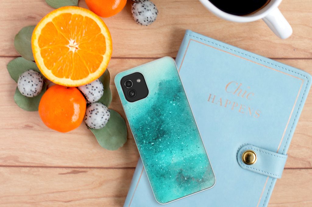 Hoesje maken Samsung Galaxy A03 Painting Blue B2C Telecom