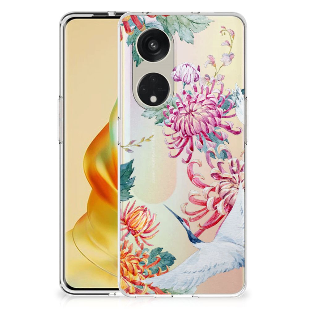 OPPO Reno8 T 5G TPU Hoesje Bird Flowers