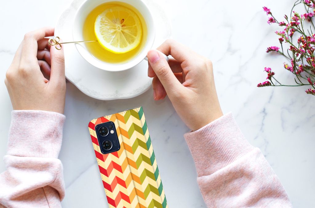 OPPO Find X5 Lite | Reno7 5G Hoesje met Magneet Zigzag Multi Color - B2C Telecom