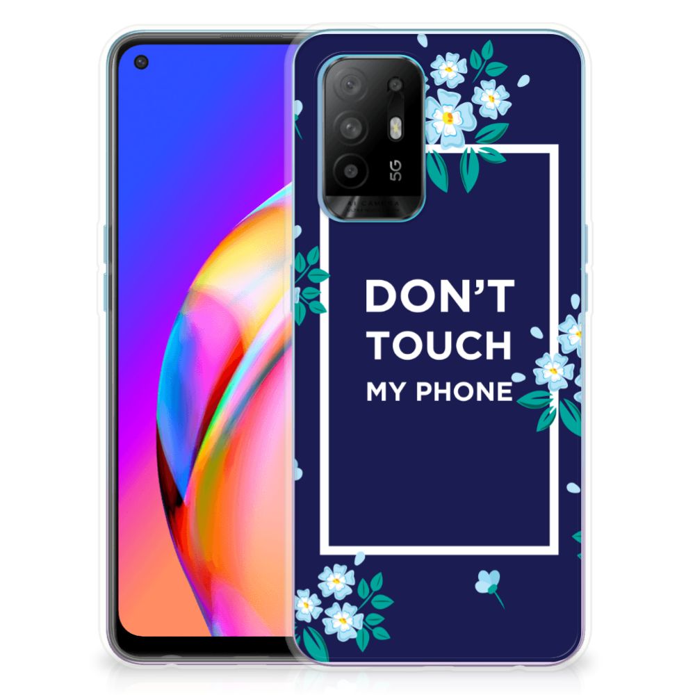 OPPO A94 5G | Reno5 Z Silicone-hoesje Flowers Blue DTMP B2C Telecom