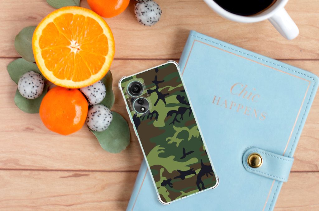 OPPO A78 4G Doorzichtige Silicone Hoesje Army Dark B2C Telecom