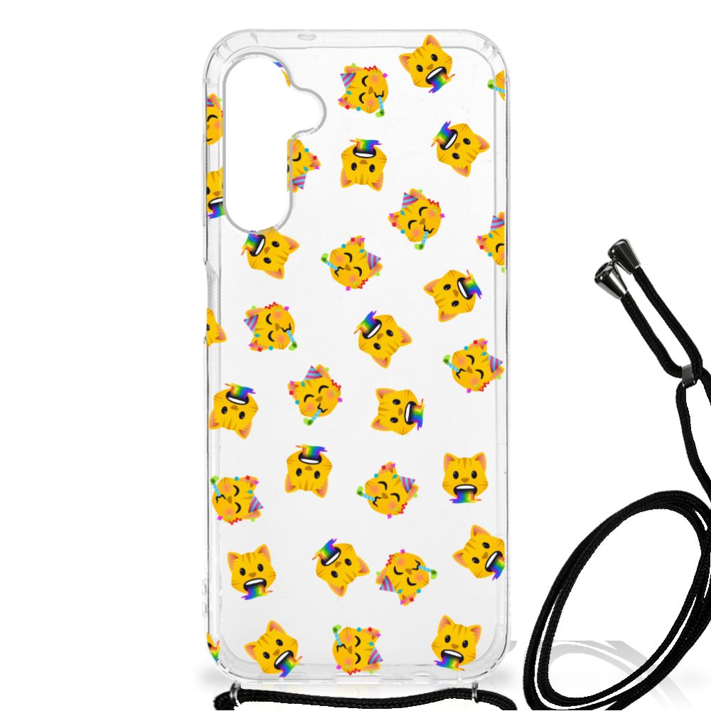 Doorzichtige Silicone Hoesje voor Samsung Galaxy A14 5G Katten Emojis met gekke katten prints.