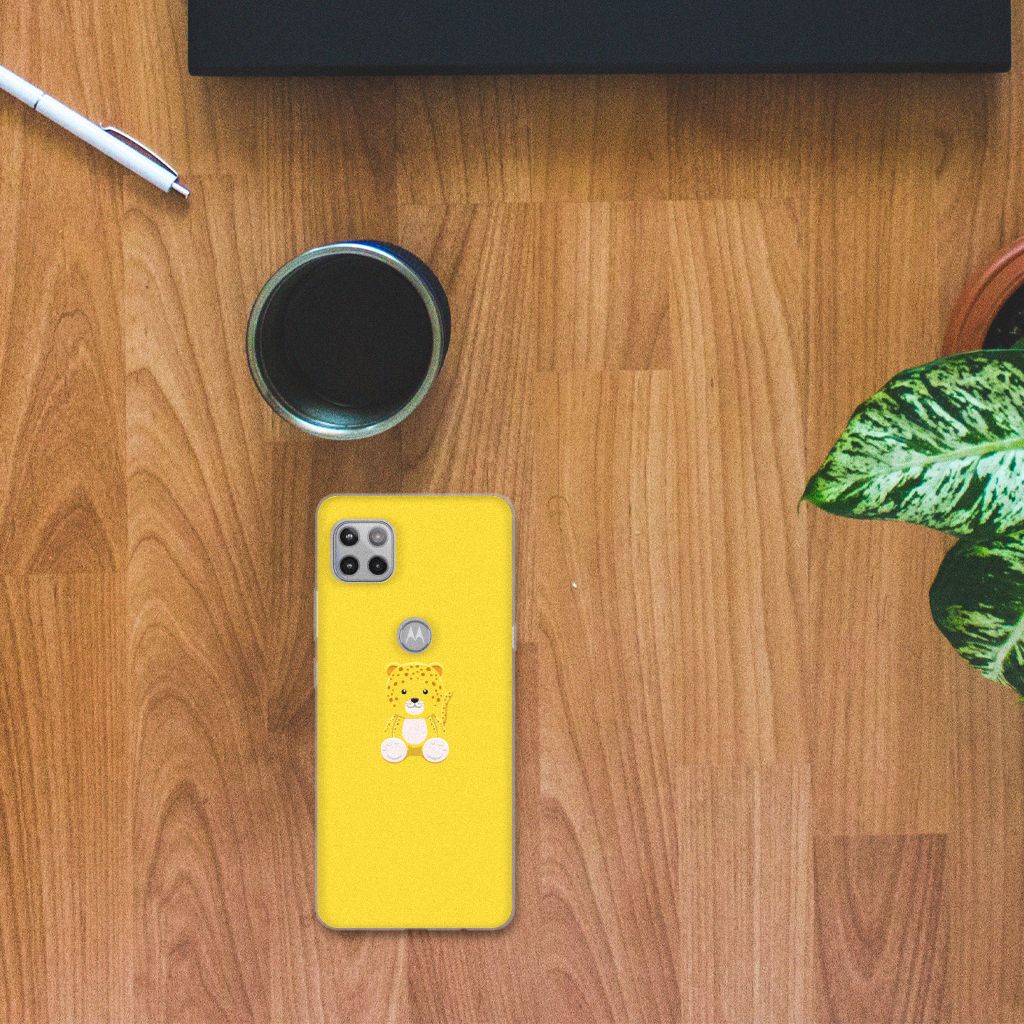 Motorola Moto G 5G Telefoonhoesje met Naam Baby Leopard B2C Telecom