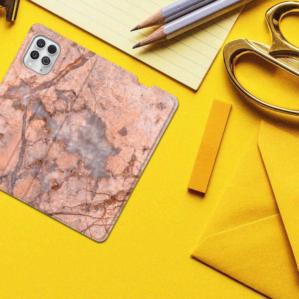 Motorola Moto G100 Standcase Marmer Oranje - B2C Telecom