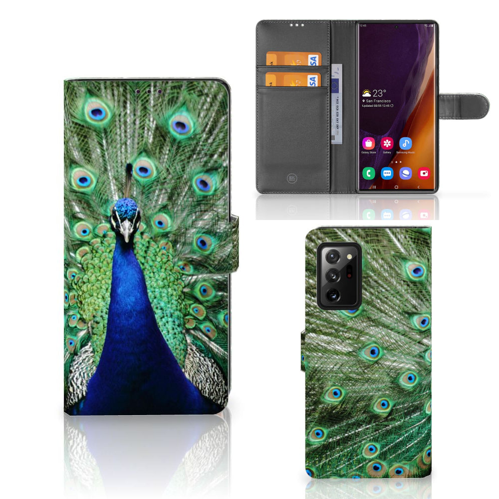 Samsung Galaxy Note20 Ultra Telefoonhoesje met Pasjes Pauw