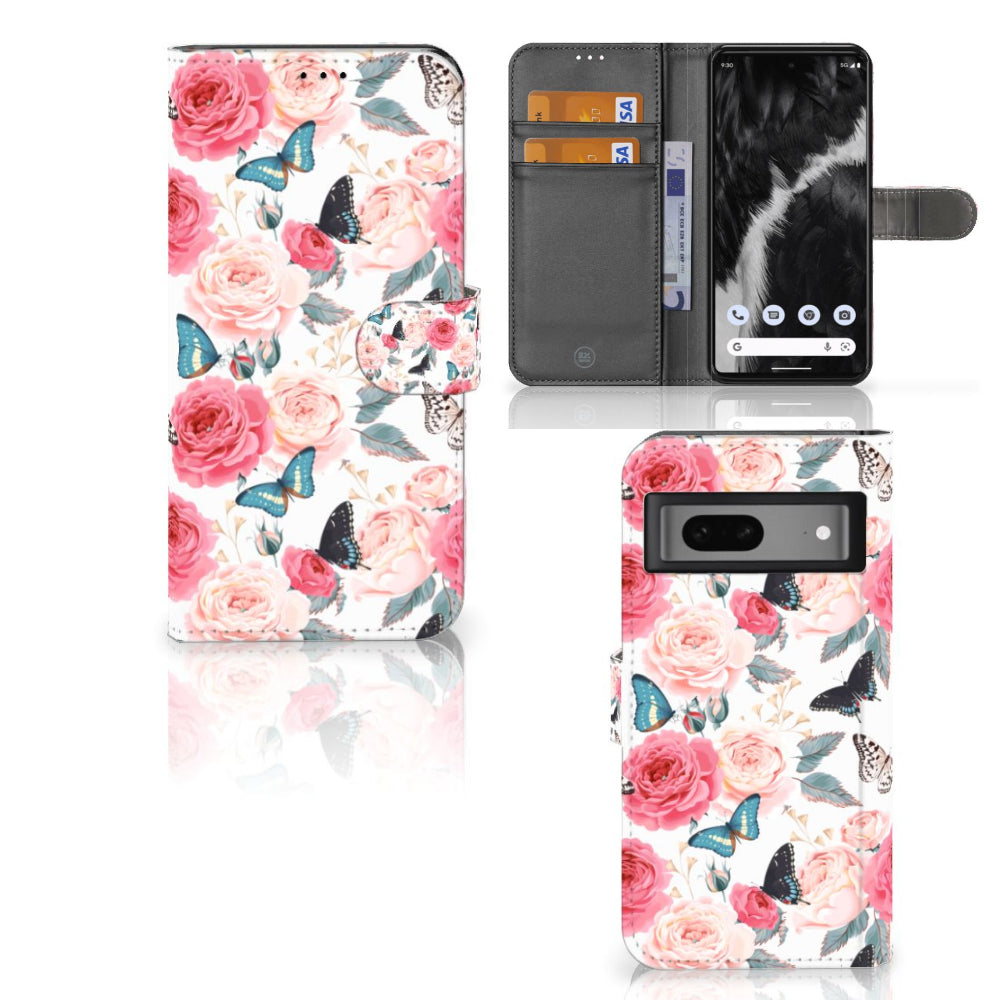Google Pixel 7 Hoesje Butterfly Roses