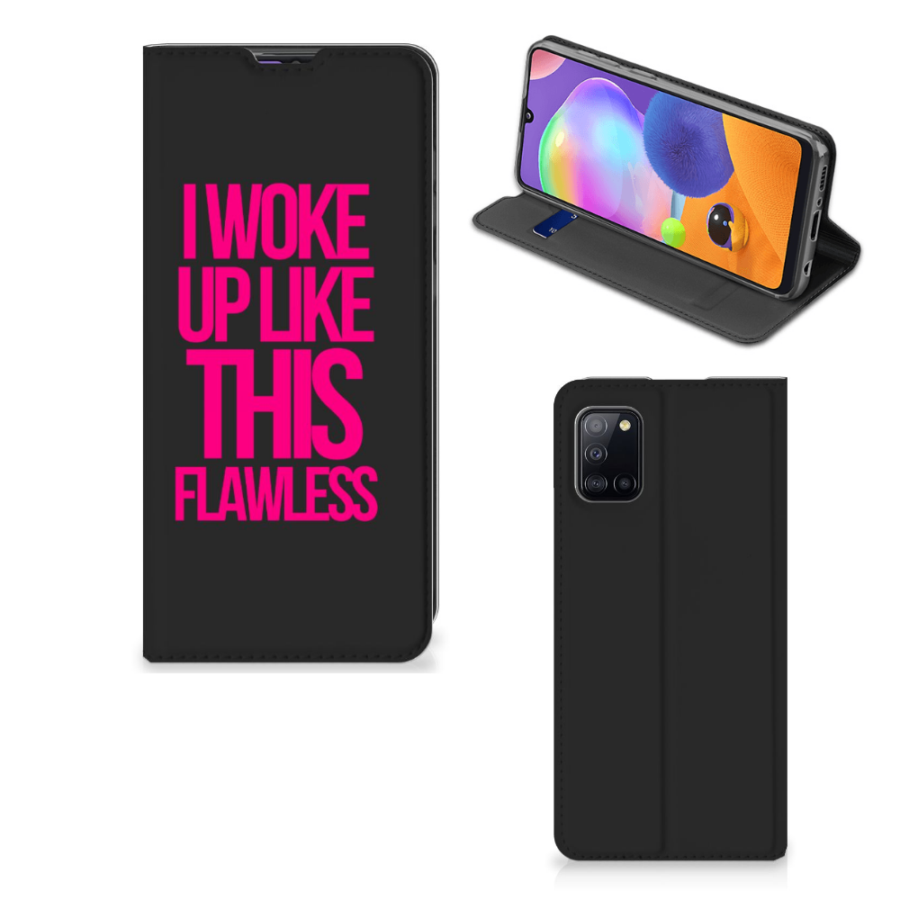 Samsung Galaxy A31 Hoesje met tekst Woke Up - Origineel Cadeau Zelf Maken - B2C Telecom