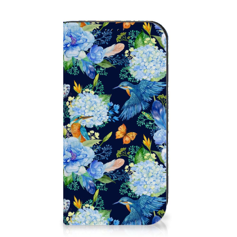 Hoesje maken voor iPhone 15 Pro IJsvogel met kleurrijk bloemen- en ijsvogelontwerp 🌺🐦.